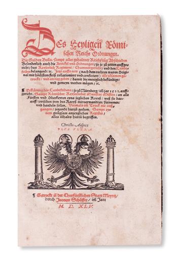 LAW  (HOLY ROMAN EMPIRE.) Des heyligen römischen Reichs Ordnungen.  1545